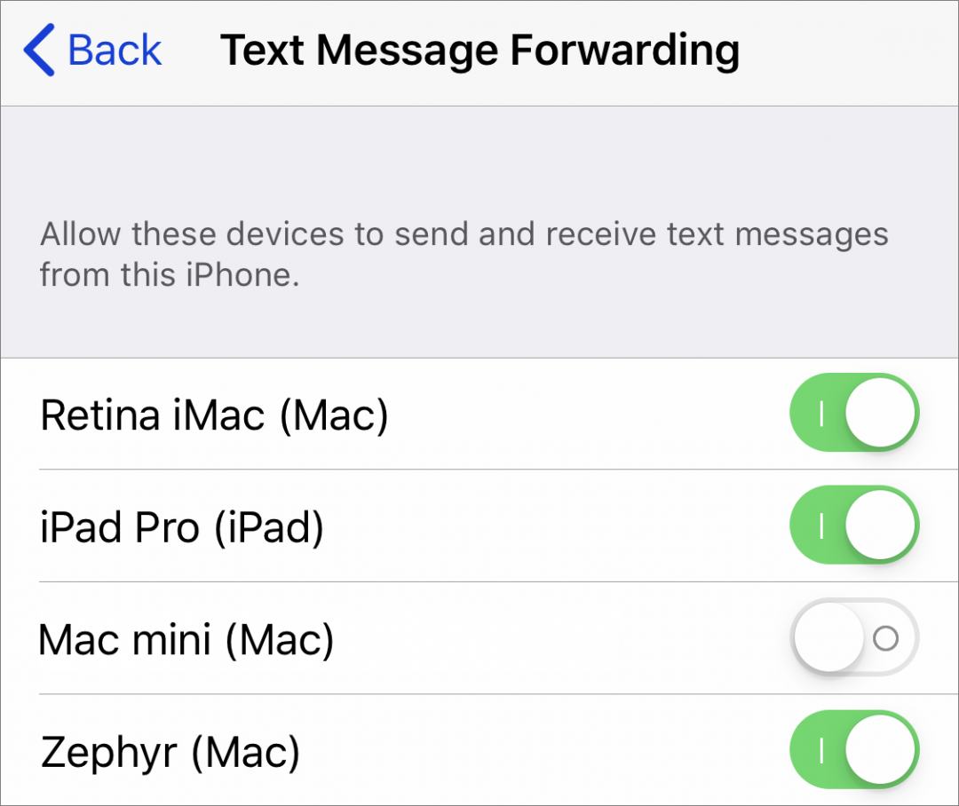 text message forwarding mac