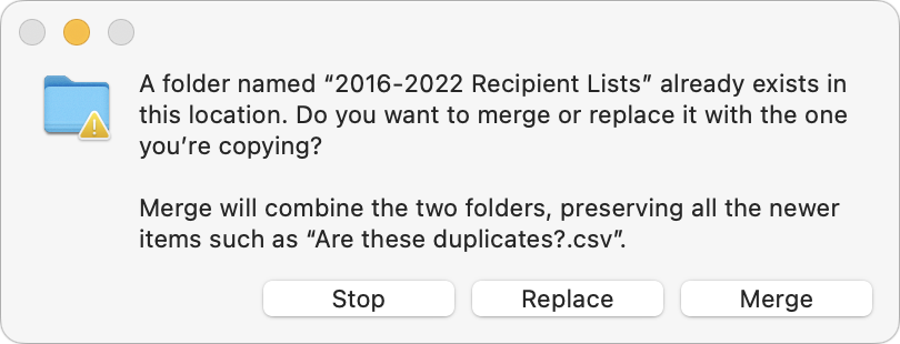 If you want to merge two folders that contain some of the same data, a little-known Finder feature can do it for you.  | CreativeTechs.com
